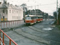 Souprava vozů T3 linky č. 1 na konečné Bory v roce 1990, foto: R. Kubala