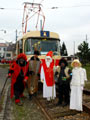 Mikulášská tramvaj - T3 č. 192 v obratišty Mozartova s hlavními protagonisty 2. 12. 2012
