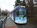 Vario LF 2/2 IN č. 362 letošní Vánoční tramvaj nasazena jako Tříkrálová tramvaj na konečné Bory 8. 1. 2018