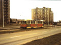 Vůz T2 nasazený na lince č. 3 se blíží k zastávce Křimická v koncem osmdesátých let.
Foto: Ondřej Brouzda 