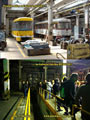 Srovnávací fotografie v prostory původních tramvajových a trolejbusových dílen