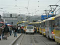 Nehoda tramvajových souprav T3 č. 204+194 a T3M č. 241+242 v sadech Pětatřicátníků 19. 11. 2007,
foto: F.V.