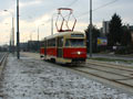Historický vůz T2 č. 133 na Karlovarské třídě při objednané jízdě 29. 1. 2012