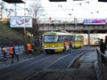 Průjezd prvních tramvají po opravě kolejiště před nádražím 25. 3. 2012
