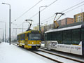 Míjení vozů 233 a 333 v Bolevci 26. 1. 2012