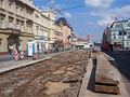 Rekonstrukce tramvajové trati v zastávce U Práce 23. 8. 2015