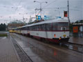 Zastavené tramvaje před mostem U Jána - 7:20hod - 13. 8. 2002 