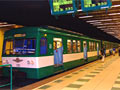Souprava pmstk eleznice HEV v podzemn stanici Batthyny 27. 8. 2008