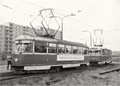 Konečná Skvrňany s vozy T1 a T2 4. 4. 1987, foto: T. Palyza