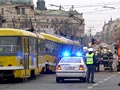 Nehoda tramvajových souprav T3 č. 204+194 a T3M č. 241+242 v sadech Pětatřicátníků 19. 11. 2007,
foto: Vlastimil Leška, Plzeňský deník
