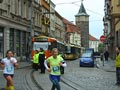 Prezidnet zastavil tramvaje před plzeňskou radnicí 14. 5. 2014