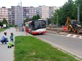 Autobus náhradní dopravy Solaris urbino 18 č. 547 v zastávce Terezie Brzkové 24. 5. 2015