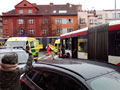 Nehoda tramvaje a autobusu na Borech 16. 11. 2016, foto: H. Freml