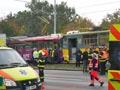 Nehoda tramvají u zastávky Pod Záhorskem 19. 10. 2023