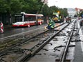 Rozebírání trati na Klatovské 1. 8. 2023
