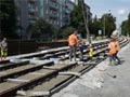 Rekonstrukce Koterovské a betonování kolejiště u zastávky Bazén Slovany 26. 8. 2024