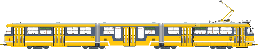 Tříčlánková tramvaj se středním nízkopodlažním článkem