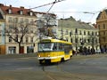 T3R.PLF č. 315 odbočuje ze sadů Pětatřicátníků směrem do Skvrňan při výluce 10. 3. 2012